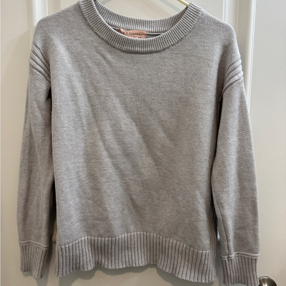 Philosophy Light Gray/blue Crew Neck Sweater